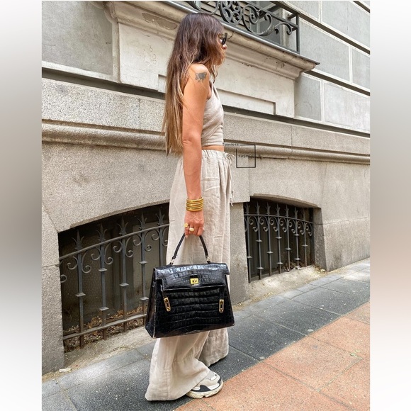 ZARA 2 PIECE LINEN HALTER TOP AND PALAZZO PANTS - Picture 4 of 8